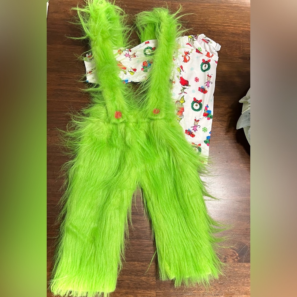 Grinch overall and shirt set
